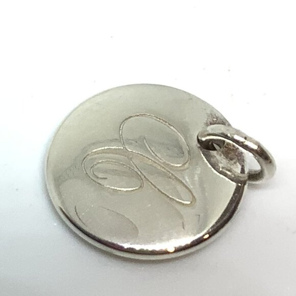 Tiffany Silver Letter C Alphabet Initial Round Circle Notes Charm Pendant - Picture 3 of 5